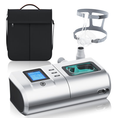 Machine respiratoire de sommeil à domicile CPAP, ventilateur de sommeil à double mode entièrement automatique avec fonctionnement silencieux et humidification, ensemble complet d'accessoires avec sac de transport portable