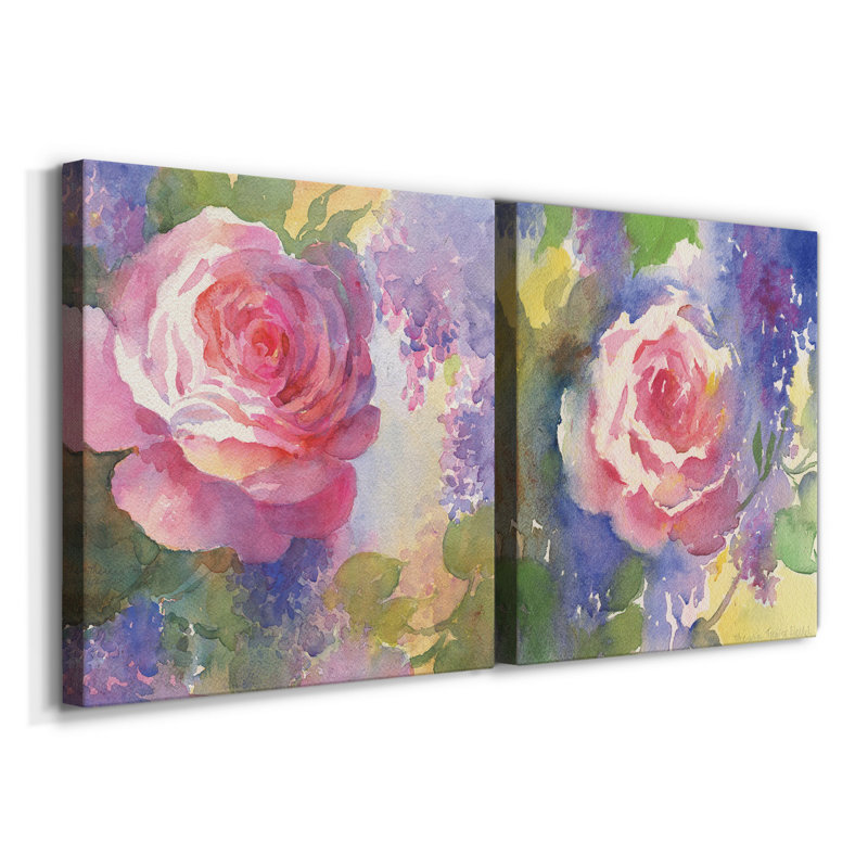 «Margot's Rose I», ensemble de 2 reproductions d'art sur toile tendue, H 10 po x l 10 po x P 1 po