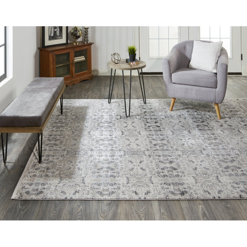 Lindstra Oriental Area Rug in Warm Gray, Rectangle 9'9" x 13'2"