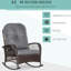 Chaise berçante de patio en gris, avec siège et coussin abondants, structure en acier pour le jardin, la cour arrière, conception robuste et large