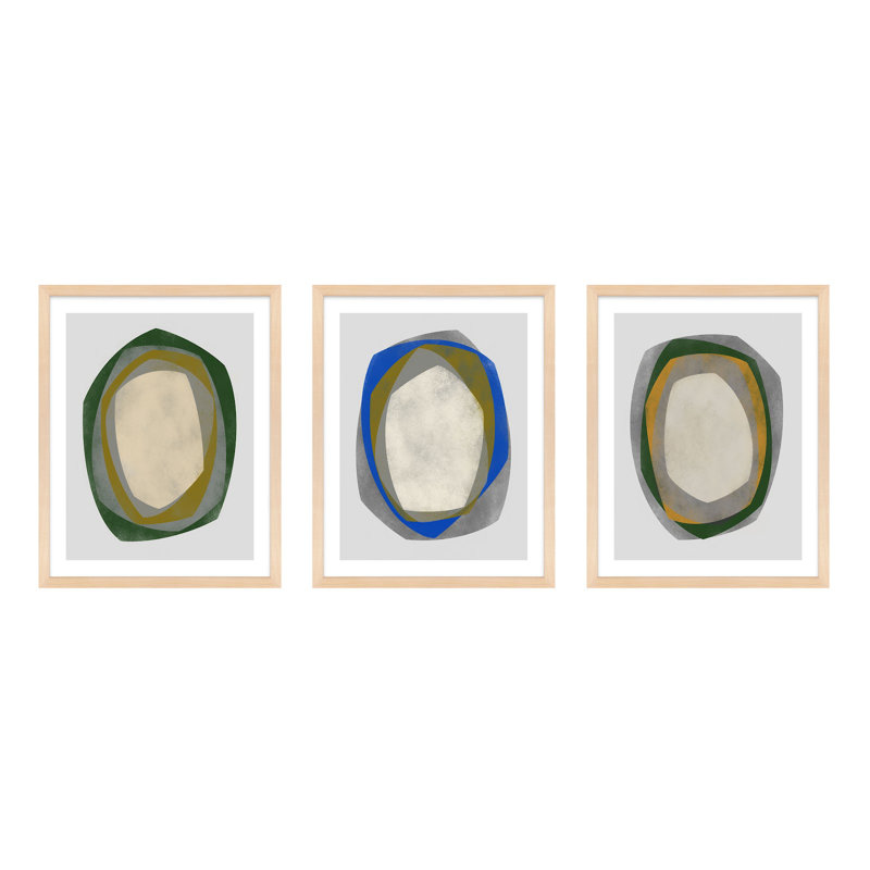 Geode 1-3 by Jacques Pilon, 20" H x 16" W, Maple Framed