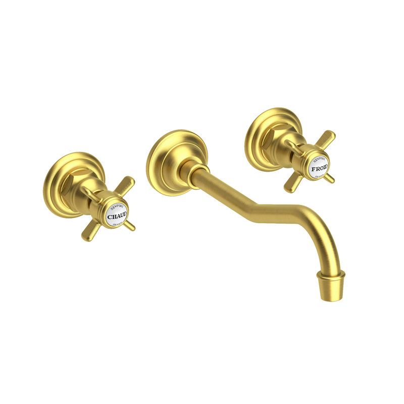 Fairfield Wall Mount Bathroom Faucet, Satin Brass