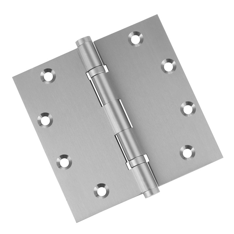 Charnière de porte simple à roulement à billes en laiton massif H 5 po x l 5 po, Nickel satiné