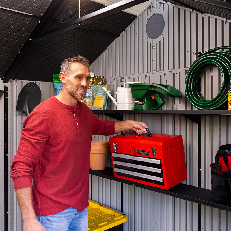 Lifetime 10 Ft. X 8 Ft. Dual-entry High-density Polyethylene (plastic) Outdoor Storage Shed With Steel-reinforced Construction