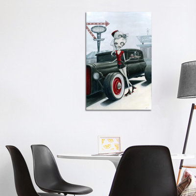 Car Service At The Brain Burger Drive-in by Megan Majewski - Wrapped Canvas Painting