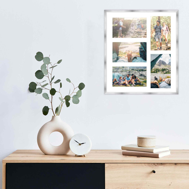 Cadre en bois, 4 po x 6 po, 12 po x 14 po, Argent / blanc