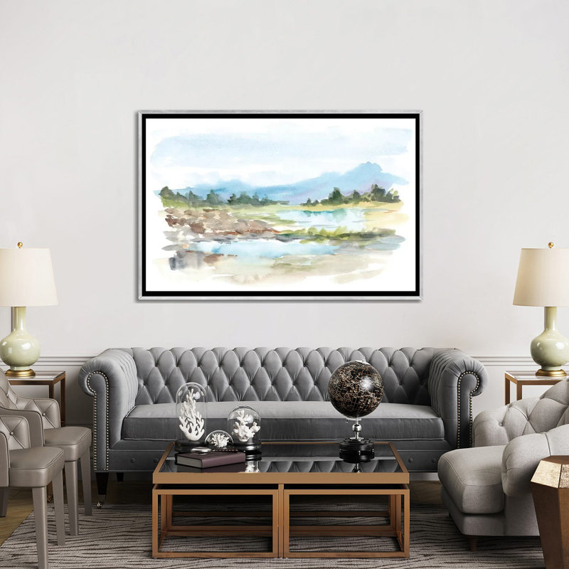 Reproduction d’art « Mountain Watercolor IV » par Ethan Harper, Pas de tapis, H 40 po x l 60 po x 1,5 po
