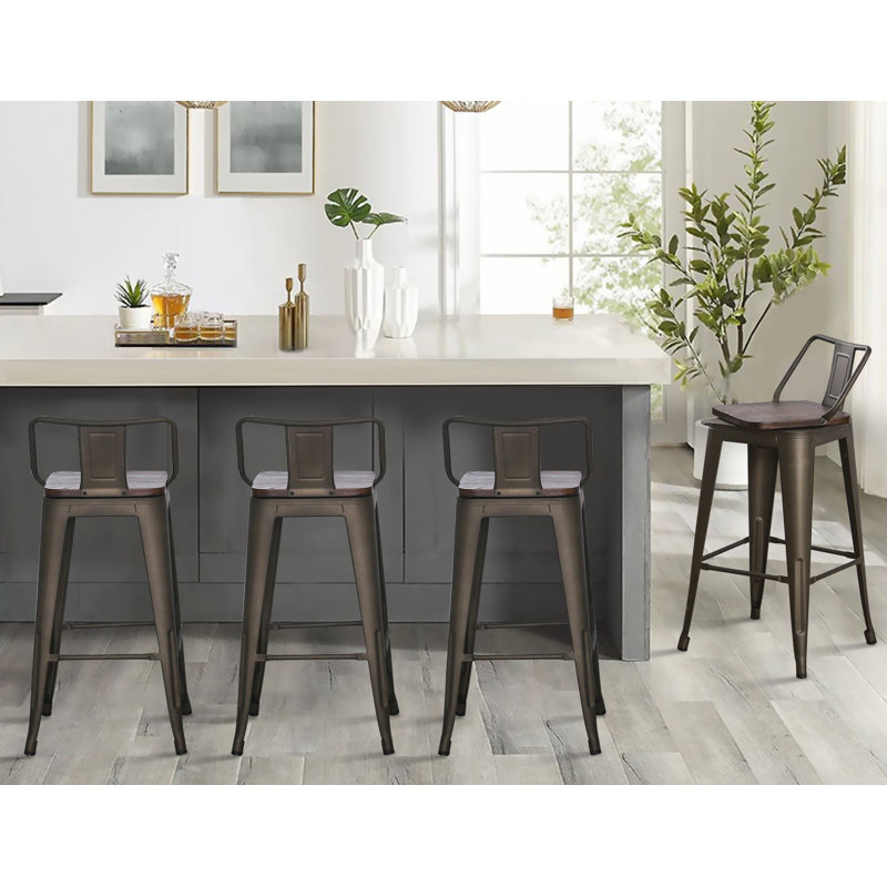 Divya Swivel Counter Stool, Wooden Brown, Bar Stool (30” Seat Height)