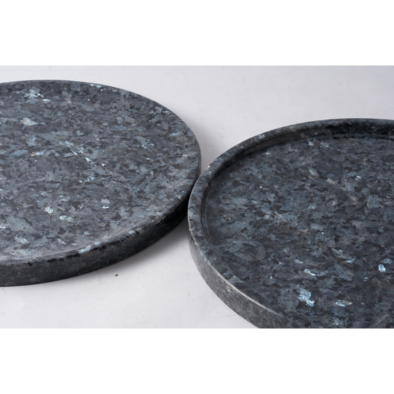 Plateau rond en marbre naturel Guein, bleu perle