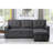 Dark Gray Linen Sectional With Reversible Sleeper, Storage Chaise, Medium Firmness Plump Stitching, 54" Deep