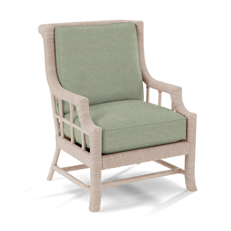 Fauteuil Lafayette, Tissu vert performance 0851-54, Bisque