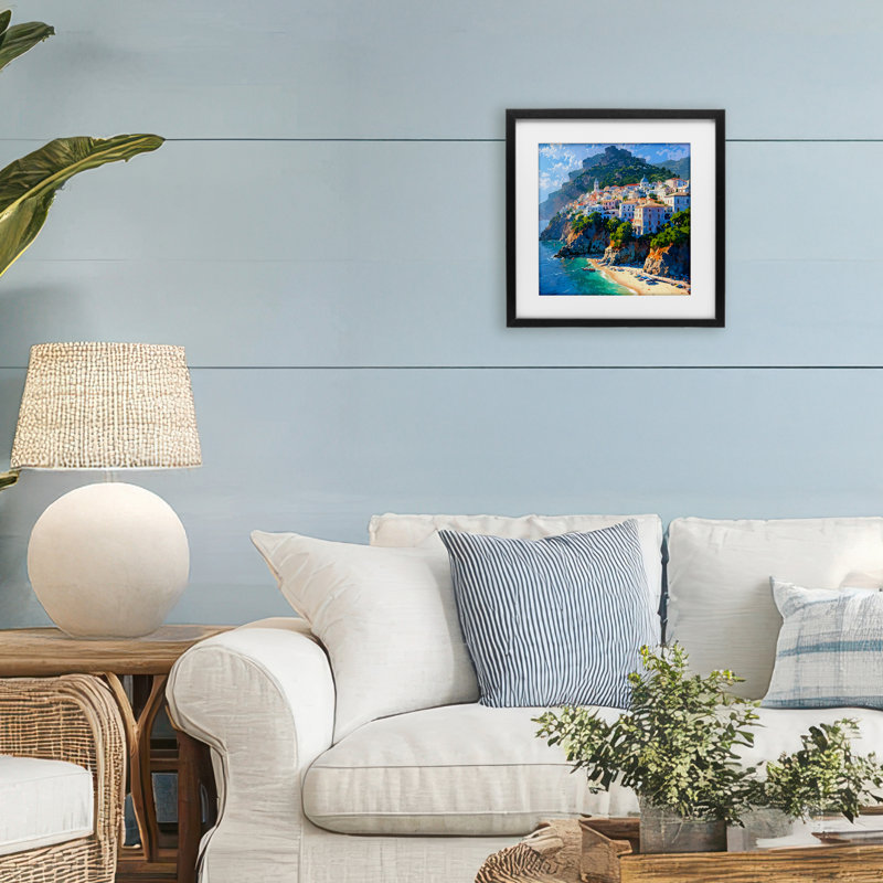 «Seaside Town's Beach View», reproduction encadrée sous verre, design par LSR Creative Studio, H 13 po x l 13 po