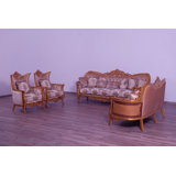 3 Piece Modigliani Sofa Red Gold Fabric