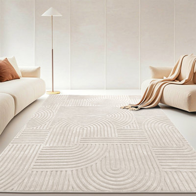 Tapis oriental lavable à la machine antidérapant beige