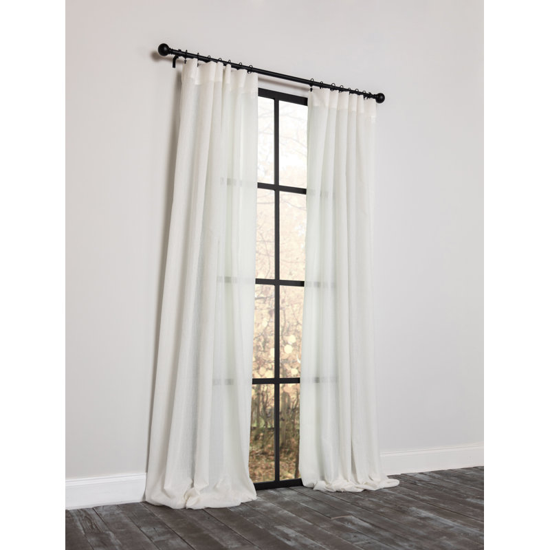 Semi Sheer Curtain Single Panel, 54" x 96", Ivory