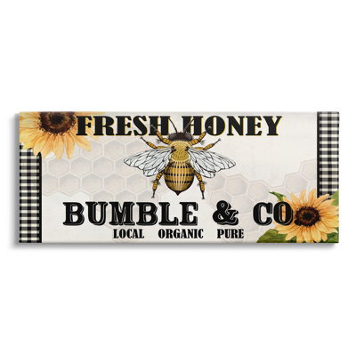 " Fresh Honey Bumble & Co. Advertisement Sunflowers Bee "