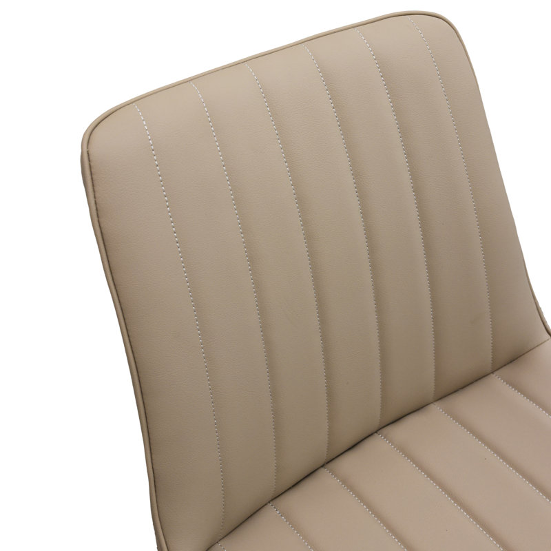 Chaises de salle à manger confortables kaki, cuir pu, motif à vagues, ensemble de 2