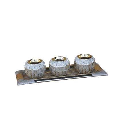 3 Piece Concrete / Cement Tabletop Candelabra Set