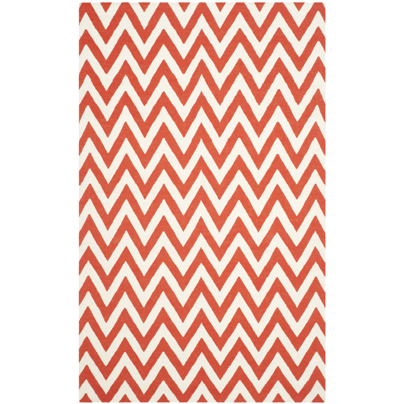 Mars Chevron Wool Hand Woven Area Rug, Rectangle 122 x 183 cm