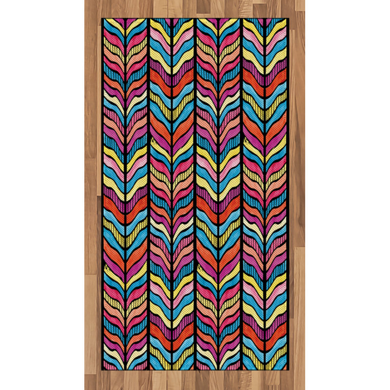 Abstract High Density Long Fiber Poly Threads Decorative Area Rug Carpet, Rectangle 2'7" x 5'