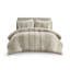 Taupe Cotton Bedding Sets With Striped Modern Design, King Size