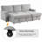 Finkle 89 Inch Upholstery Sleeper Sectional Sofa with Storage Chaise, Sleeper Sofa Bed with USB Port, 2 Cup Holders on Back Cushions-457822338