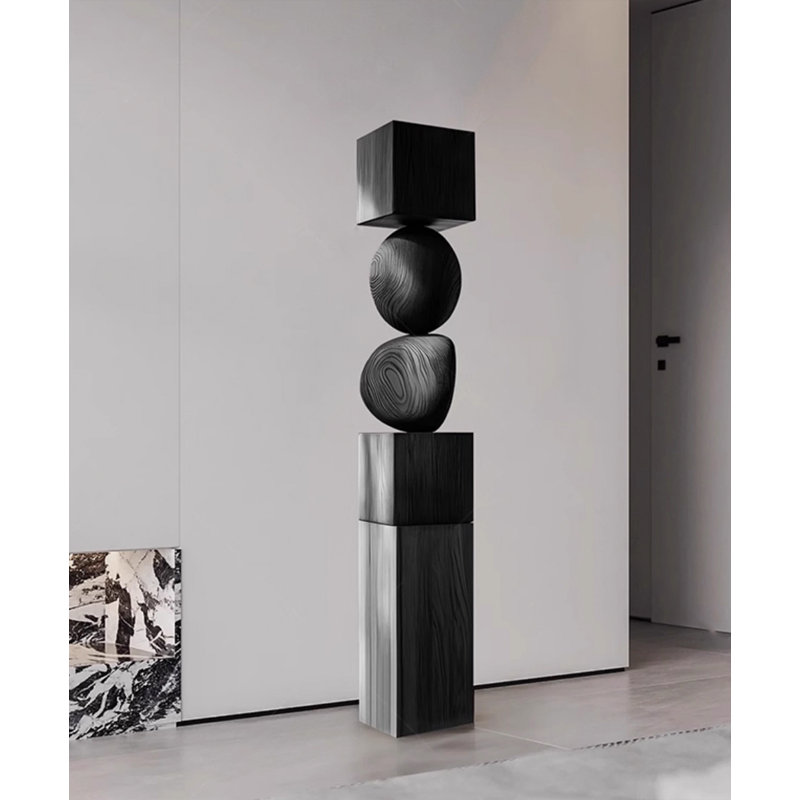 66.93" Wood Decorative Objects, Black