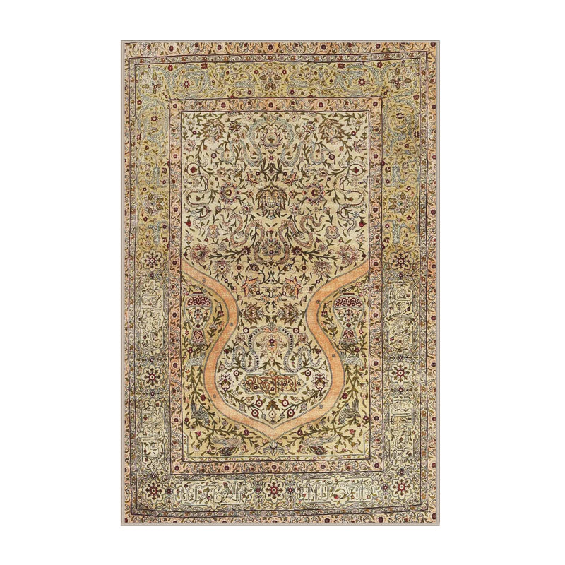 Tapis traditionnel vert / gris, Rectangle 5 pi x 7 pi