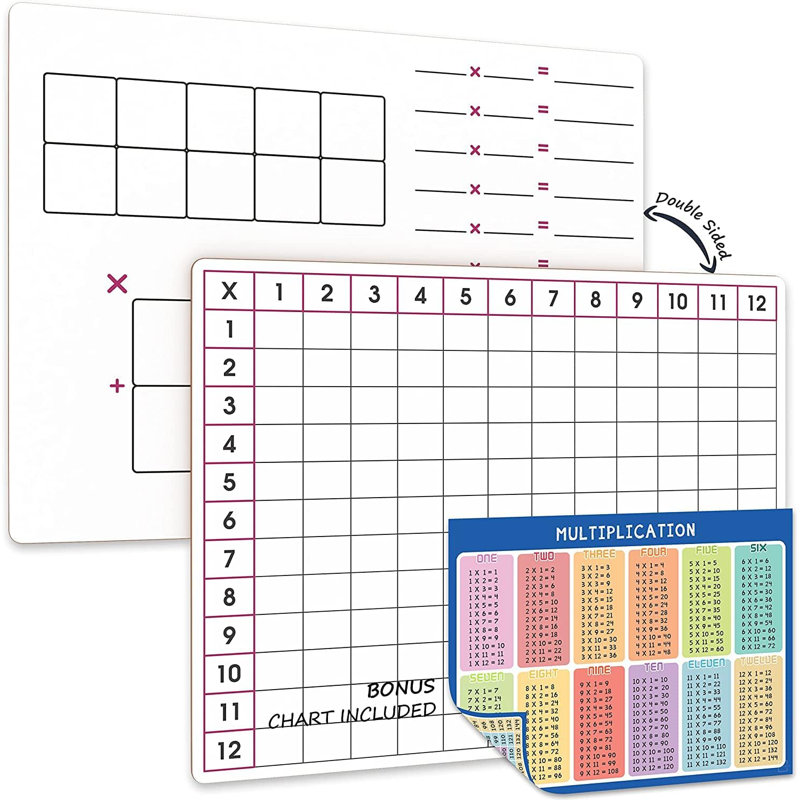 Tableau blanc 11 po x 14 po effaçable à sec tableau de multiplication double face