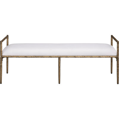 Axis Cream Linen Textured Fabric Upholstered Bench