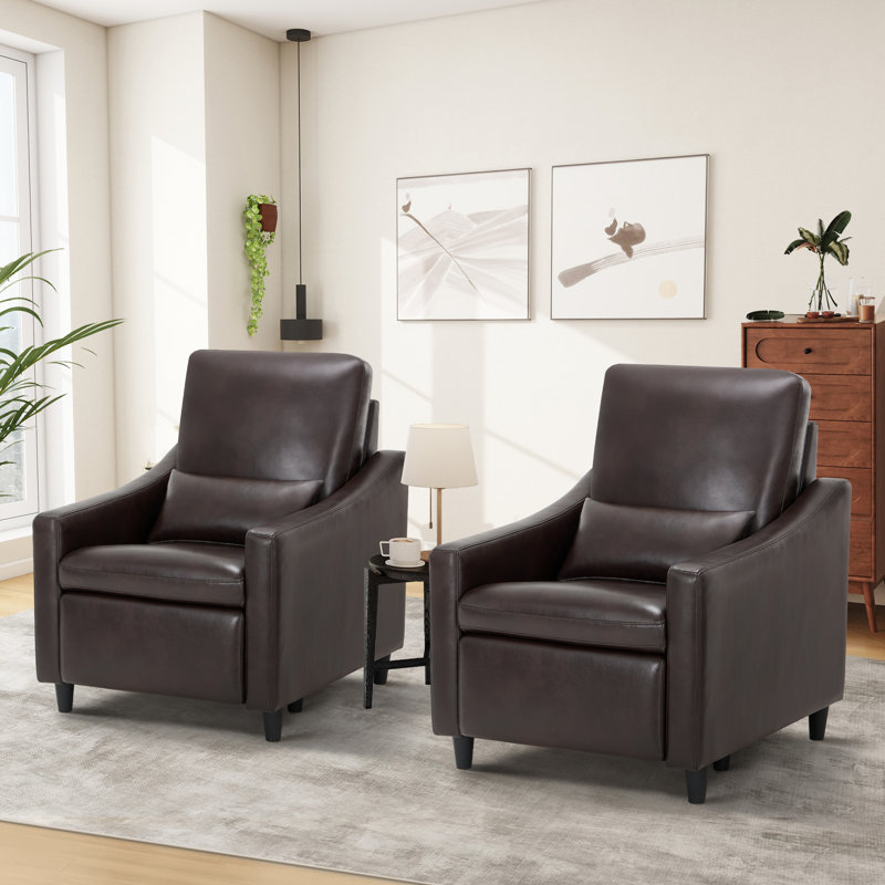 Breathable Leather Electric Recliner Sofa -  Power Recliner with USB Charger & Adjustable Headrest, Brown