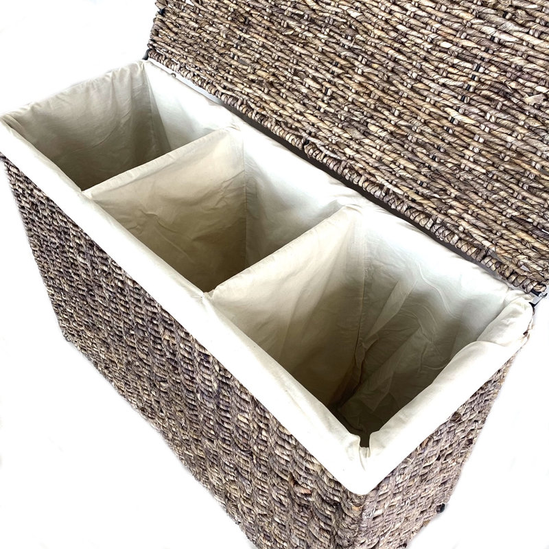 Wicker Laundry Sorter, Brown Gray