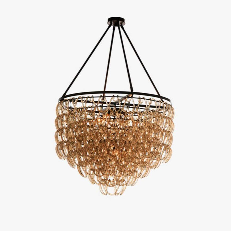 Tessa 5 - Light Dimmable Tiered Chandelier, Polished Nickel, Champagne