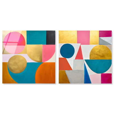 Dynamic Geometric Flow Acrylic Print Colorful Wall Decor Set by Art Remedy, Ready to Hang, 24 x 24