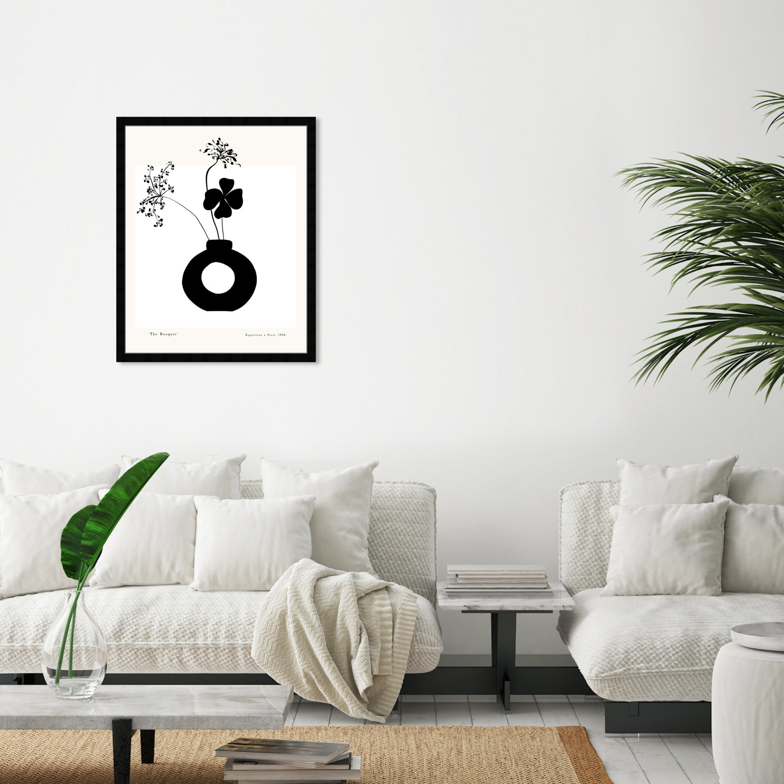 Black And White Flower In A Vase by Oliver Gal, Black, 32" H x 26" W