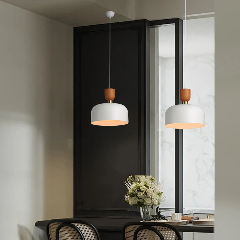Luminaire suspendu moderne dôme rond blanc 11,8 pouces