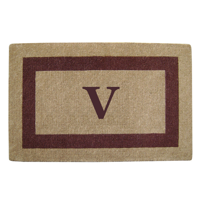 Tapis de porte antidérapant pour l'extérieur, V, L 22 po x L 36 po, Brun