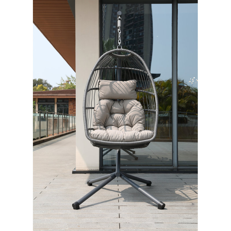 Fauteuil à œufs beige avec coussin, Beige