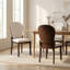 Chaises de salle à manger d'appartements modernes (ensemble de 2) avec structure en bois massif, sièges en cuir beige compacts pour les petites cuisines et coins repas