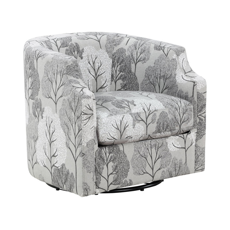 Fauteuil pivotant à motif floral gris
