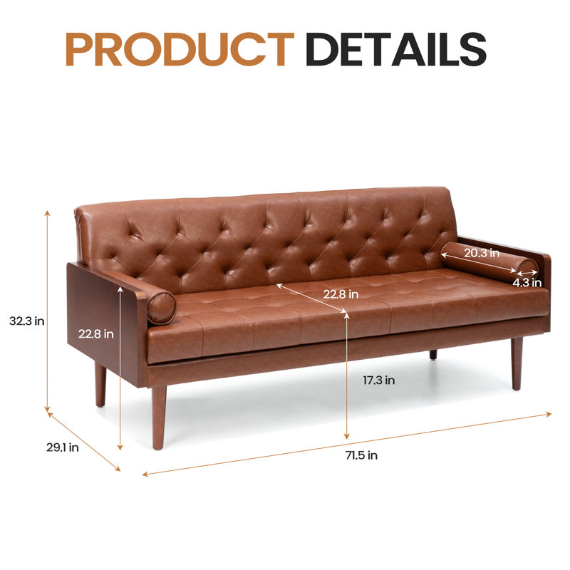 Bilaal 2 - Piece Faux Leather Living Room Set, Brown Faux Leather