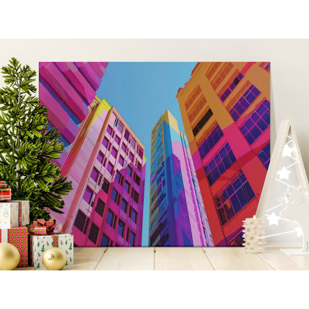 Colorful Cityscape Canvas Wall Art, Modern Architecture Print, Gallery Wrapped, Ready to Hang, Urban Decor, Archival Quality, Statement