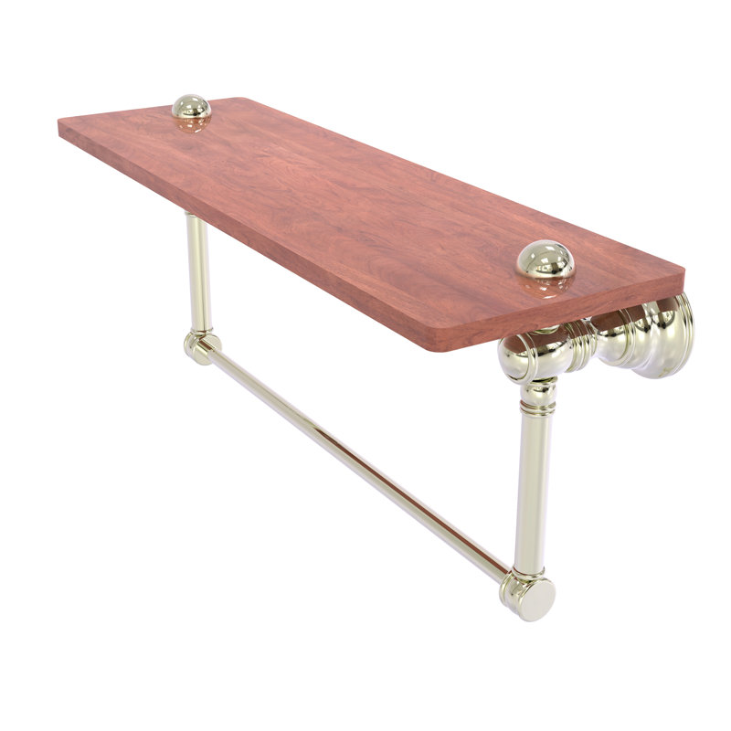 Tablette en bois Freyja, H 5,54 po x l 16 po x P 7 po, Nickel poli