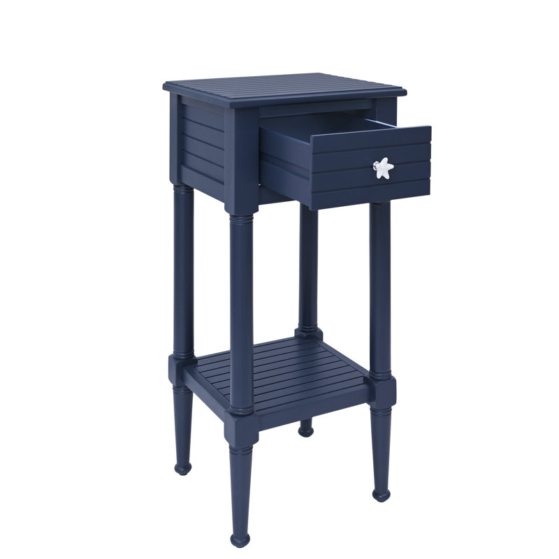 Barrydale Solid Wood Top End Table with Storage, Blue