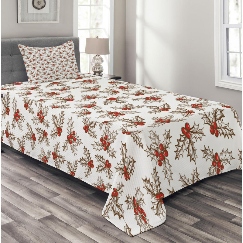 Rustic Polyester Floral Coverlet, Twin Coverlet + 1 Sham