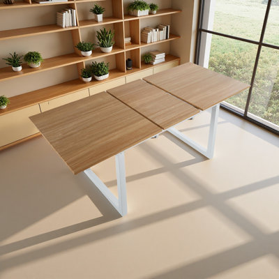 Table de salle à manger carrée extensible avec pieds en métal, table de cuisine moderne pour le salon
