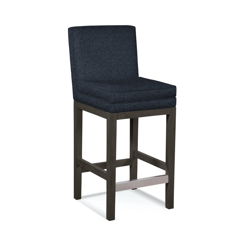 Upholstered Stool, Navy Crypton Performance; 0822-61, Antique Black Finish