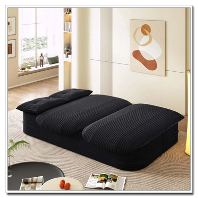 78.7" Modern 2-in-1 Foldable Sofa with Functional Blanket and 2 Soft Pillows