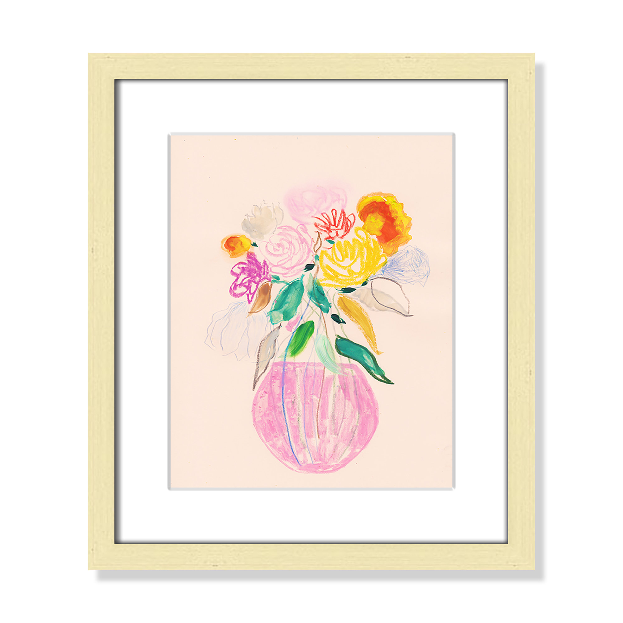 Simple Floral I Print by Bea Dina, Gold Single Picture Framed Paper, 15" H x 13" W x 1.25" D, White