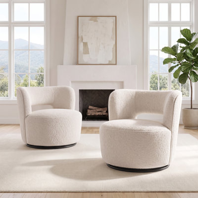 Fauteuil demi-tonneau pivotant moderne à dossier ouvert et rembourré pour salon et chambre à coucher